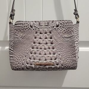 Brahmin Hillary Melbourne Crossbody Leather Purse  Gray Grey Alligator 1665 Read
